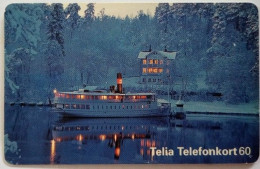 Sweden 60Mk. Chip Card - Winter Scene And Boat - Suecia