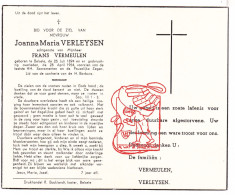 DP Joanna Maria Verleysen ° Belsele Sint-Niklaas 1894 † 1954 X Frans Vermeulen - Devotieprenten