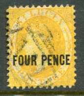 1884 St Lucia FOUR PENCE On 4d Used Sg 30 - Ste Lucie (...-1978)