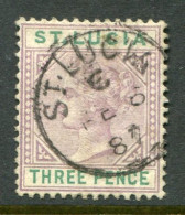 1886 St Lucia 3d Perf 14 Die I Used Sg 40 - Ste Lucie (...-1978)
