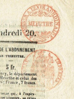 54 MEURTHE ET MOSELLE NANCY L'Impartial Du 20/04/1855 Droit Fiscal/postal De Timbre De 3 C Rouge Journal Complet SUP - Kranten