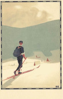 N°25055 - Illustrateur - R.F. - Homme Se Promenant Sur Des Skis De Fond - Autres & Non Classés