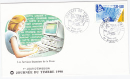 Enveloppe Premier Jour Journée Du Timbre 1990 Maubeuge - 1990-1999