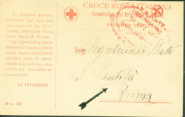 Italie Guerre 14 Croce Rossa Italiana Commissione Del Prigioneri Di Guerra Reparto Civili + Cachet Franco Di Porto - Militaire Post (PM)