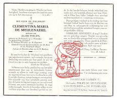 DP Clementina Maria De Meulenaere ° Sint-Pauwels Sint-Gillis-Waas 1869 † Sint-Niklaas 1959 Van Peteghem De Puysselaer - Devotieprenten