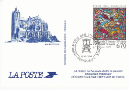 Carte Souvenir Philatélique Du Timbre Cathédrale Du Mans La Poste 1994 - Documents Of Postal Services