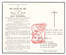 DP Petrus D'eer ° Bazel Kruibeke 1867 † 1951 X Maria Schaekels // De Caluwé De Ryck - Devotion Images