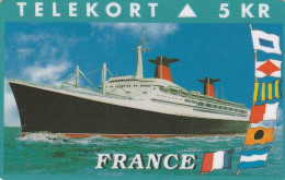 Denmark, KP 127, France, Steamship, Mint, Only 1500 Issued, Flag, 2 Scans. - Denemarken