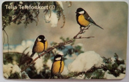 Sweden 60Mk. Chip Card - Bird 21 Great Tits - Parus Major Birds - Zweden