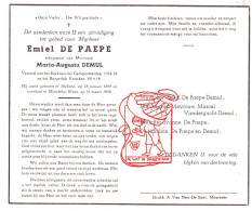 DP Emiel De Paepe ° Stekene 1894 † Moerbeke Waas 1958 X Maria Augusta Demul // Vandergucht - Devotieprenten