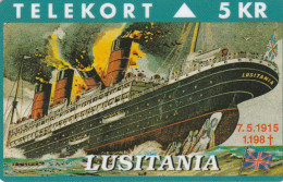 Denmark, KP 124, Lusitania, Steamship, Mint, Only 2000 Issued, Flag, 2 Scans. - Denmark