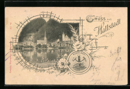 AK Hallstatt, Panorama Mit Kirche, Schön Verziert, Um 1900  - Other & Unclassified