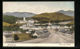 Künstler-AK Altenburg, Ortsansicht Mit Hauptstrasse Und Bergpanorama Aus Der Vogelschau  - Other & Unclassified