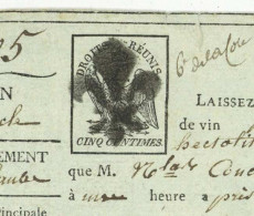 Celles-sur-Ource Bar Sur Seine 1817 Fleur De Lis Congé Du Registre No. 7 Vin Rouge Troyes - Documenti Storici