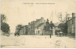 44 COUFFE. Place Eglise Et Grande Rue 1910 Tailleur Chapelier - Autres & Non Classés