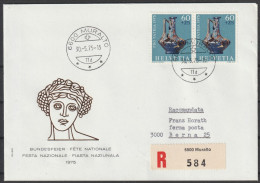 Schweiz: 1975, FDC R- Fernbrief In MeF, Mi. Nr. 1056, Archäologische Funde 60+20 C. Henkelglaskrug.  EStpl. MURALTO - Lettres & Documents