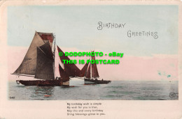 R513387 Birthday Greetings. Sailboats. Postcard - Mundo