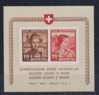 Switzerland Was Winter Help Pro Juventute Mini Sheet Mi#Block 6 1941 MNH ** - Nuevos