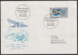 Schweiz: 1963, Fernbrief In EF, Mi. Nr. 2 Fr. Pro- Aero- Gedenkpostflüge. ESoStpl. BERN-LOCARNO - Eerste Vluchten