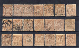 France    Timbres Sage Pour Recherches 21 Timbres - 1876-1898 Sage (Type II)