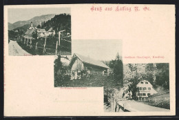 AK Lassing /N.-Oe., Mendling, Gasthaus Staudinger, Hochkaar-Schutzhaus, Ortspartie Mit Kirche  - Other & Unclassified