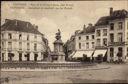 CPA Vilvoorde Flandern Flämisch-Brabant, Place De La Station, Statue Jean-Portaels - Sonstige & Ohne Zuordnung