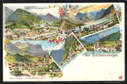 Lithographie Bad Ischl, Ortsansicht, Ansichten Von Ischl, Hallstadt Und Aussee, Curort Gmunden  - Otros & Sin Clasificación