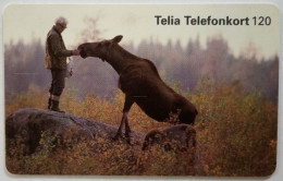 Sweden 120Mk. Chip Card - Man Feeding Elk - Suecia