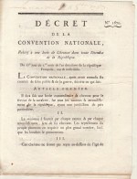 DECRET DE LA CONVENTION NATIONALE : Levée De Chevaux Dans Toute La République - Decretos & Leyes