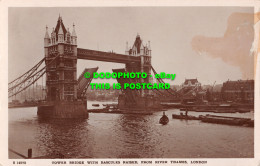 R513801 London. Tower Bridge With Bascules Raised. From River Thames. W. H. S. K - Andere & Zonder Classificatie