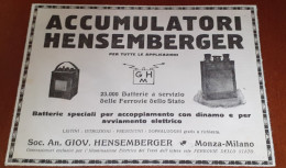 Pubblicità Accumulatori Hensemberger (1929) - Publicités