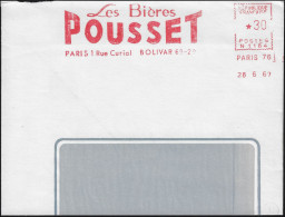 France 1967. Empreinte De Machine à Affranchir, EMA. Les Bières Pousset, Paris 1. Bolivar 69-29 - Beers