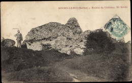 CPA Bourg Le Roi Sarthe, Ruinen Der Burg - Sonstige & Ohne Zuordnung