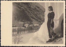 Dolomiti 1940, Panorama Alberghi, Donna, Parete Di Ghiaccio, Foto Vintage - Lieux