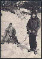 Valle D'Aosta 1960, Veduta Pittoresca, Bimbi Giocano Con Slittino, Foto - Places