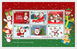 Gibraltar 2020 Christmas Set Of 6 Stamps In Block MNH - Noël