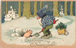 N°25071 - Nouvel An - Baumgarten - Ein Fröhliches Neues Jahr - Lutin Creusant Un Trou Pour Un Cochon - New Year