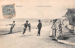 MENTON (Alpes-Maritimes) - Pêcheurs Tirant Le Filet - Voyagé 1905 (2 Scans) - Menton