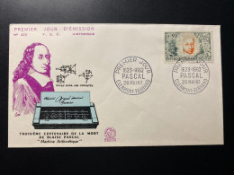 Enveloppe 1er Jour "Blaise Pascal - Machine Arithmétique" 26/05/1962 - 1344 - Historique N° 423 - 1960-1969