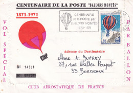 Centenaire De La Poste Par "ballons Montés", 1971 - Autres & Non Classés