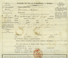 5 Reggimento Di Linea Italiano Venezia Venedig 1811 Foglio Di Via Feuille De Route Mestre Treviso Udine Conegliano Etc - Historische Documenten