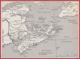 Canada. Provinces Maritimes. Nouveau Brunswick, Nouvelle Ecosse. Carte Avec Parc National. Larousse 1960. - Historische Documenten