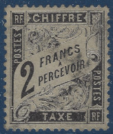 FRANCE TAXE N°23 2FR Noir Oblitéré Annulation Triangle Tres Bien Centré !! TTB & Rare Ainsi Signé O.ROUMET - 1859-1959 Usati
