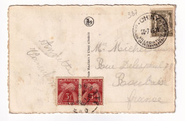 Carte Postale 1948 CHINY Belgique  Paire De Timbres Taxe France - Storia Postale