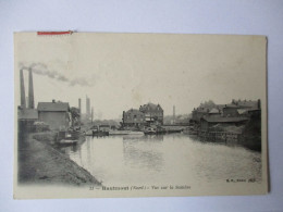 Cpa...Hautmont...(nord)...vue Sur La Sambre...1909...(usines)... - Autres & Non Classés