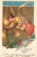 N°25079 - Noël - Fröhliche Weihnachten - Ange Gardien Décorant Un Sapin - Otros & Sin Clasificación