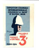 KB2349 - VIGNETTE EXPOSITION NATIONALE COLONIALE PARIS 1931 - Autres & Non Classés