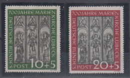 Germany Bundesrepublic 700 Years Since Marienkirche Lubeck Mi#139/40 1951 MNH ** - Ungebraucht