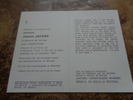 Doodsprentje/Bidprentje  Jeanne JACOBS   Le Havre 1914--1981 Gent  (Echtg Karel VERBRUGGEN) - Godsdienst & Esoterisme