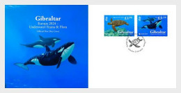 Gibraltar 2024 Europa CEPT Underwater Fauna And Flora Set Of 2 Stamps FDC - Vie Marine
